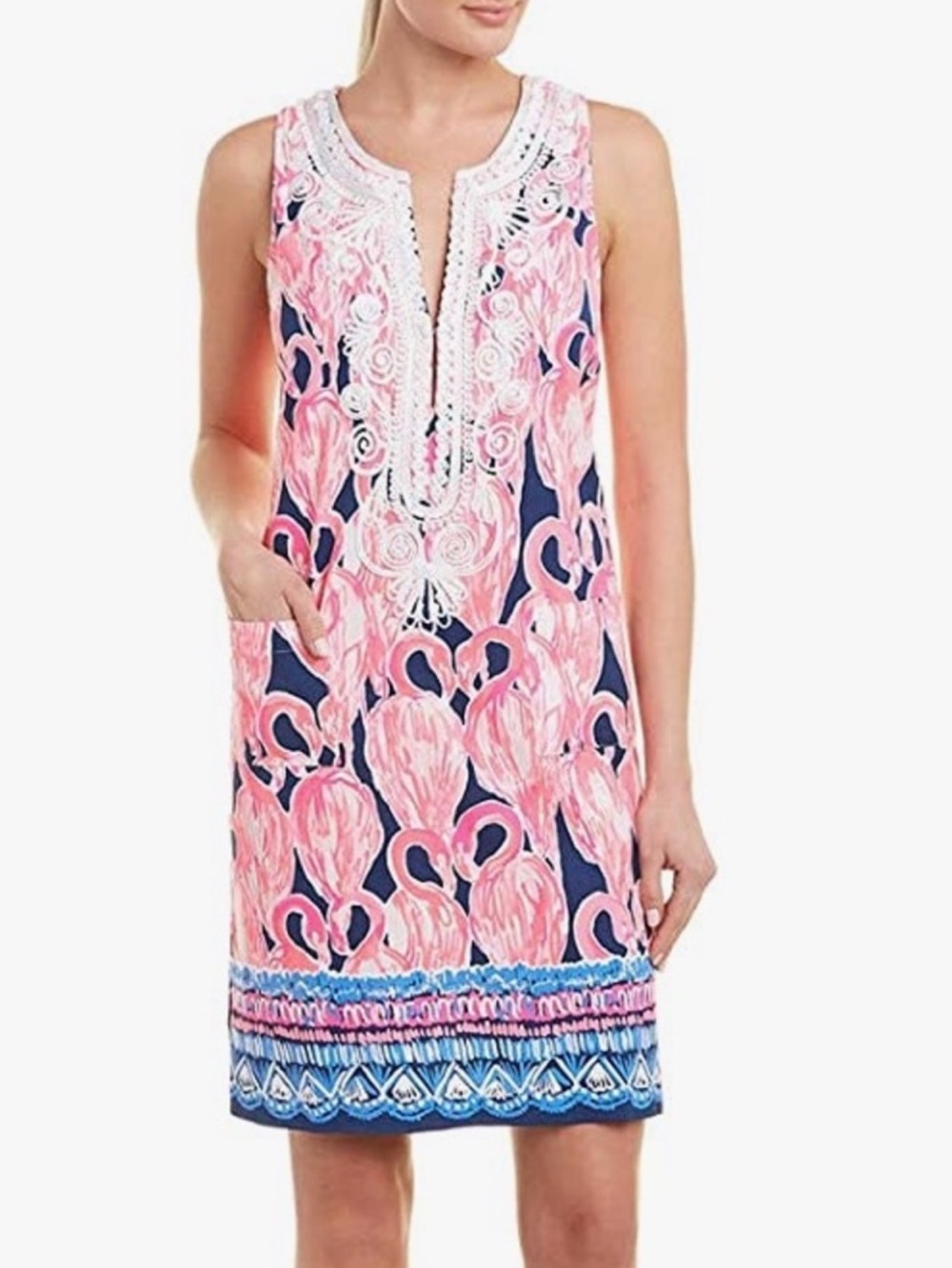 LILLY PULITZER Carlotta Stretch Shift High Tide Navy Via Amor Size 0